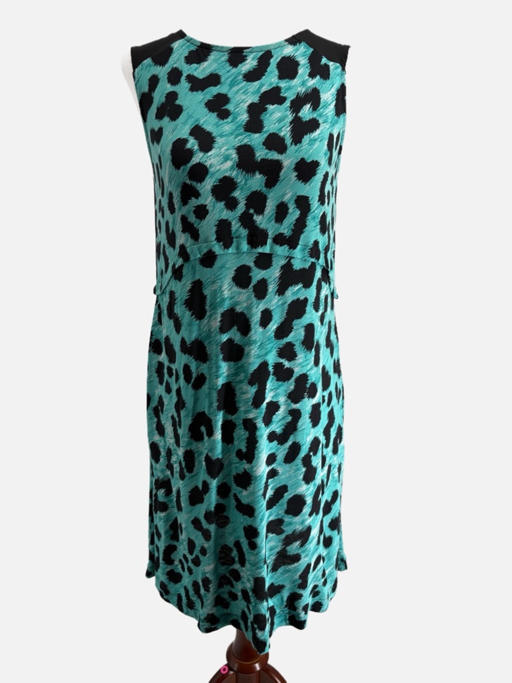 French Connection Caloosa Blue Multi Leopard Jersey Dress NWT US 4